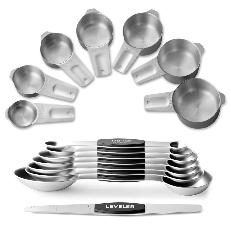 EWFEN stainless steel measuring cups and spoons nest for space-saving organization