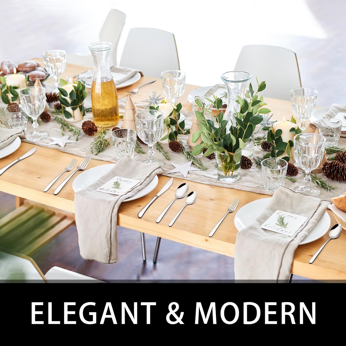 EWFEN rust-resistant stainless steel forks and knives resist corrosion.