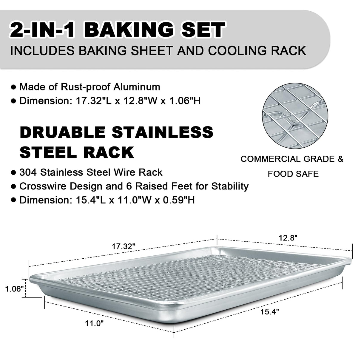 EWFEN thick hardened aluminum bake pan delivers warp-resistant performance.