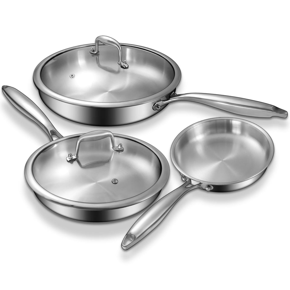 EWFEN Tri-Ply 8-inch pan front view for precise searing and even heat.