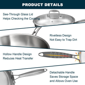 EWFEN Tri-Ply aluminum core illustrated for uniform heat distribution.
