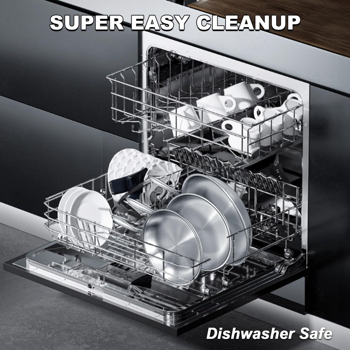 EWFEN Tri-Ply pans are dishwasher-safe for easy cleanup