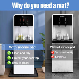 EWX Water Cooler Mat under coffee maker demonstrates convenient spill containment.
