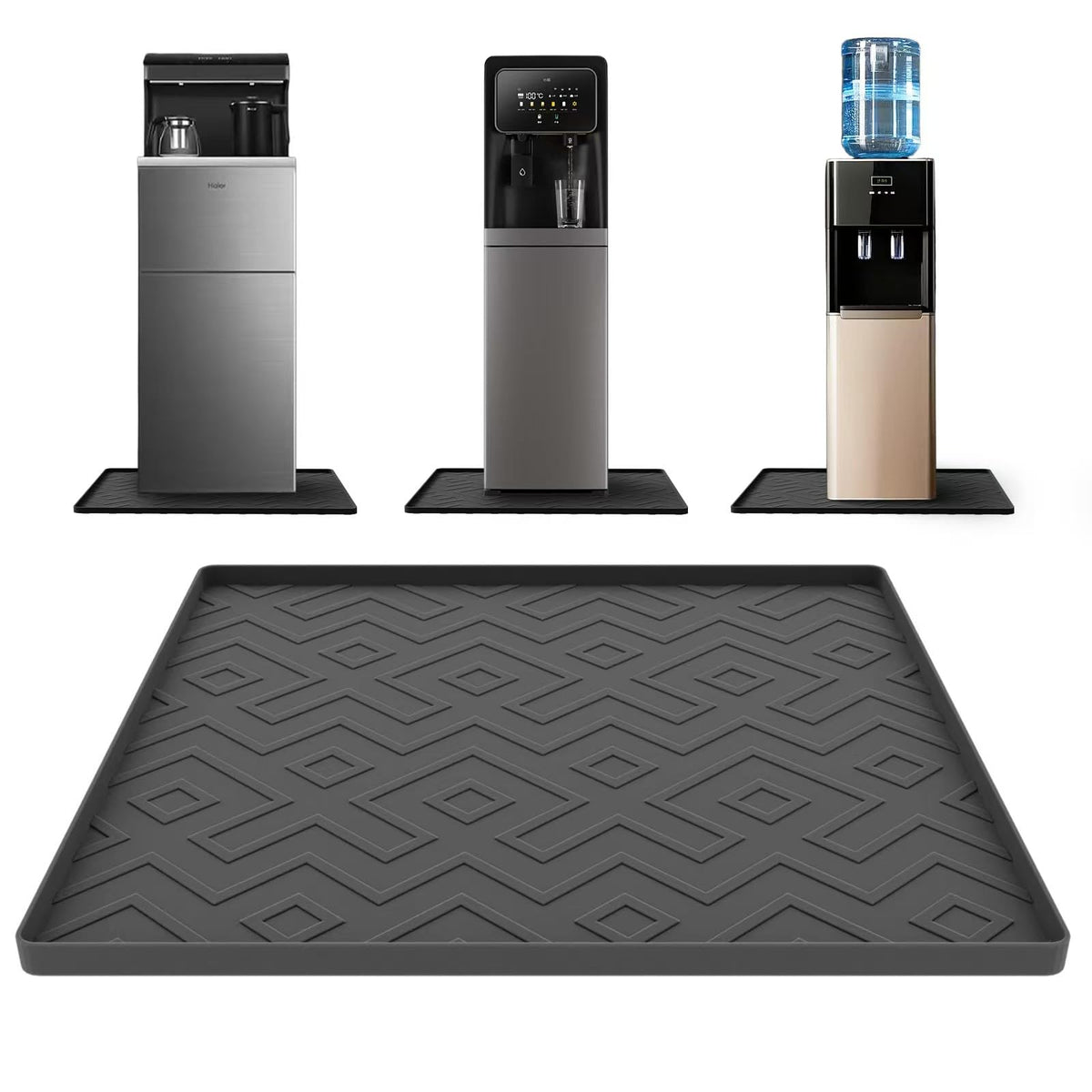 EWX Water Cooler Mat coverage view showing protection for floors and countertops.