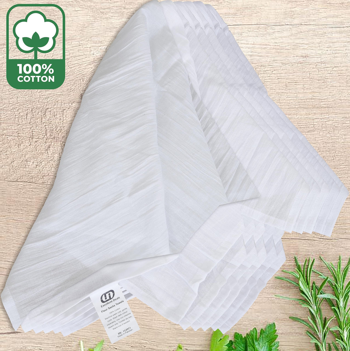 Excellent Deals Flour Sack Towel weave close-up, premium cotton for quick drying.