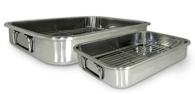 EXCELSTEEL Cook Pro dual-pans ready for lasagna and roasting.