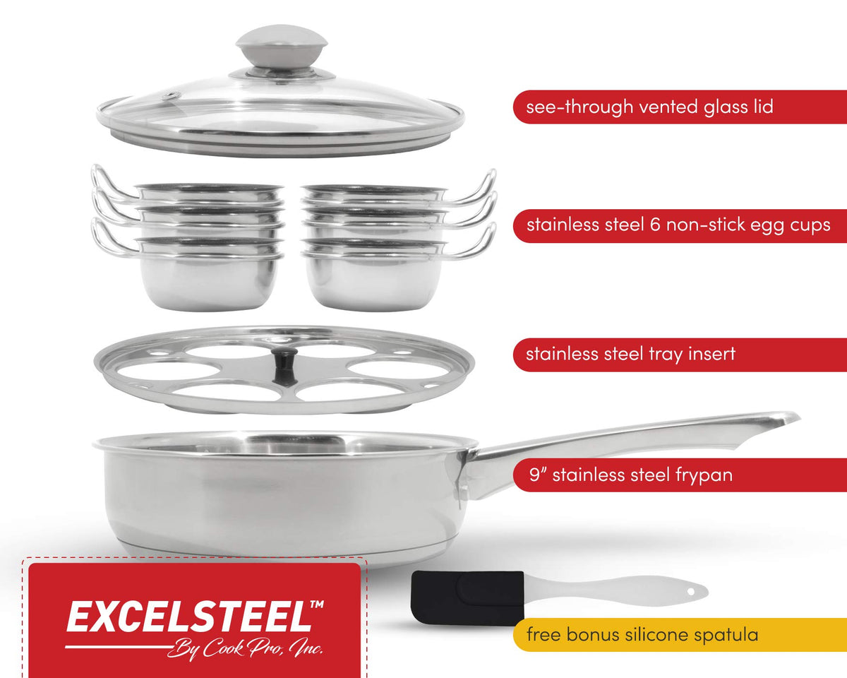 EXCELSTEEL induction-compatible base ensures fast, even heating
