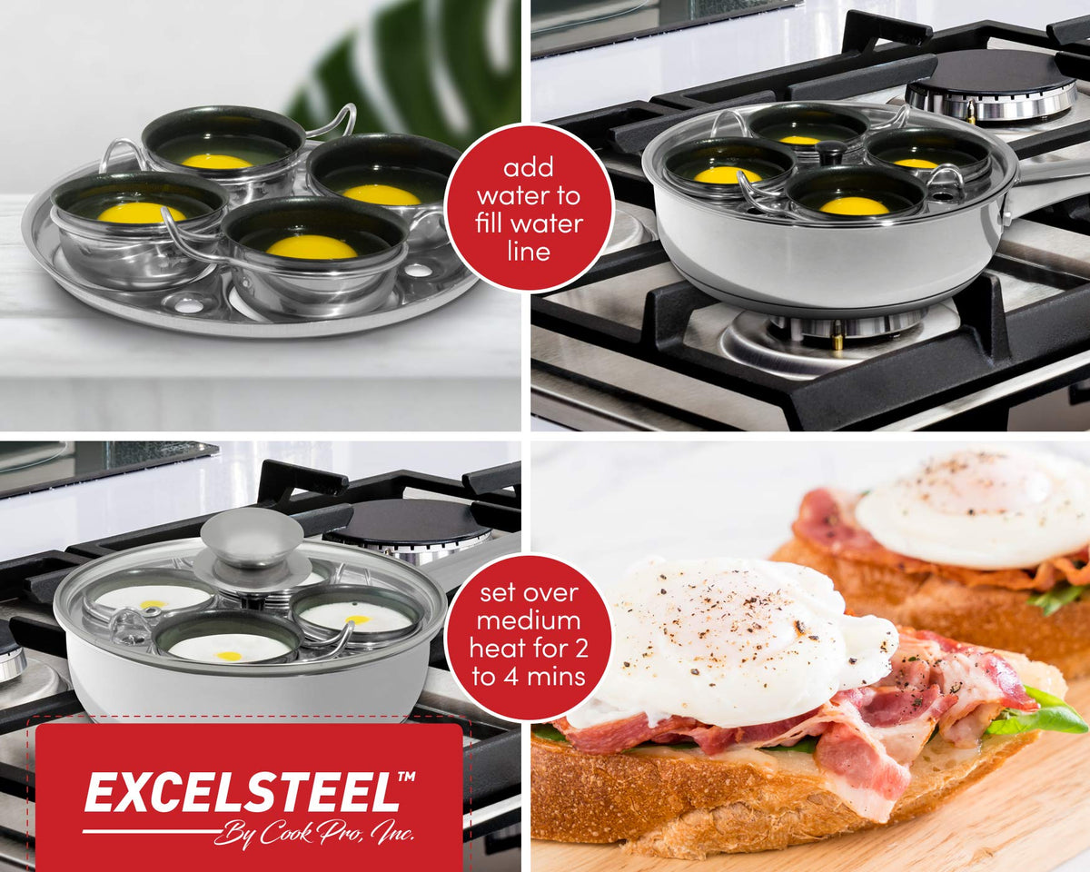 ExcelSteel nonstick egg cups enable effortless removal and serving.