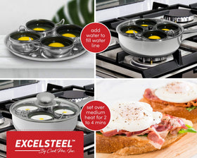 ExcelSteel nonstick egg cups enable effortless removal and serving.