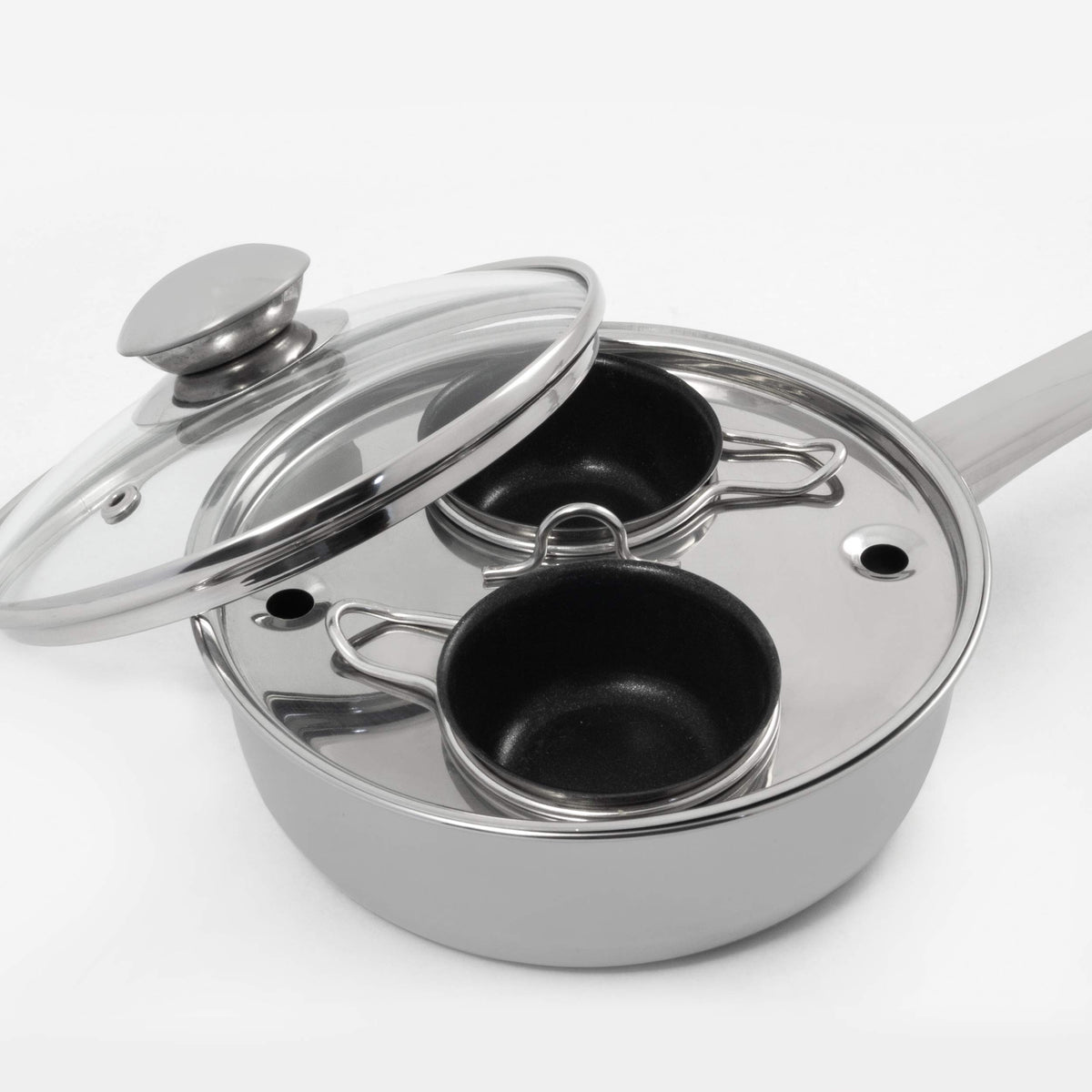EXCELSTEEL stainless steel poacher body highlights durable construction.