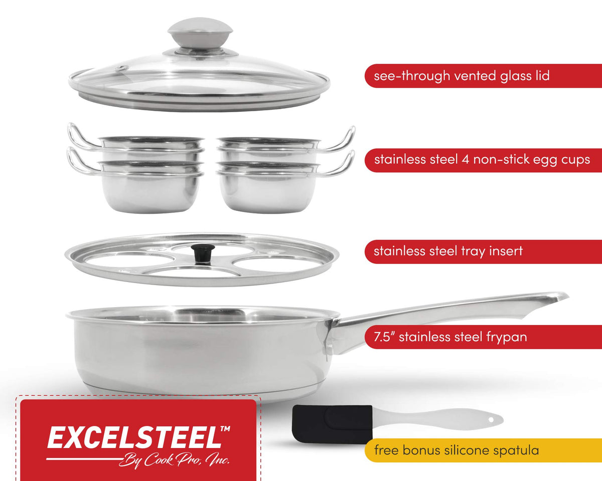 ExcelSteel stay cool handle offers safe, comfortable grip during cooking.
