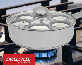 EXCELSTEEL stay-cool handle reduces risk while serving eggs