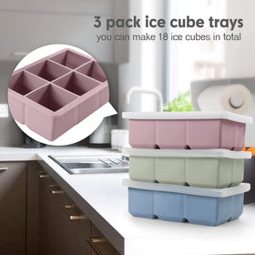 Excnorm non-stick design ice tray demonstrates easy release of large cubes.