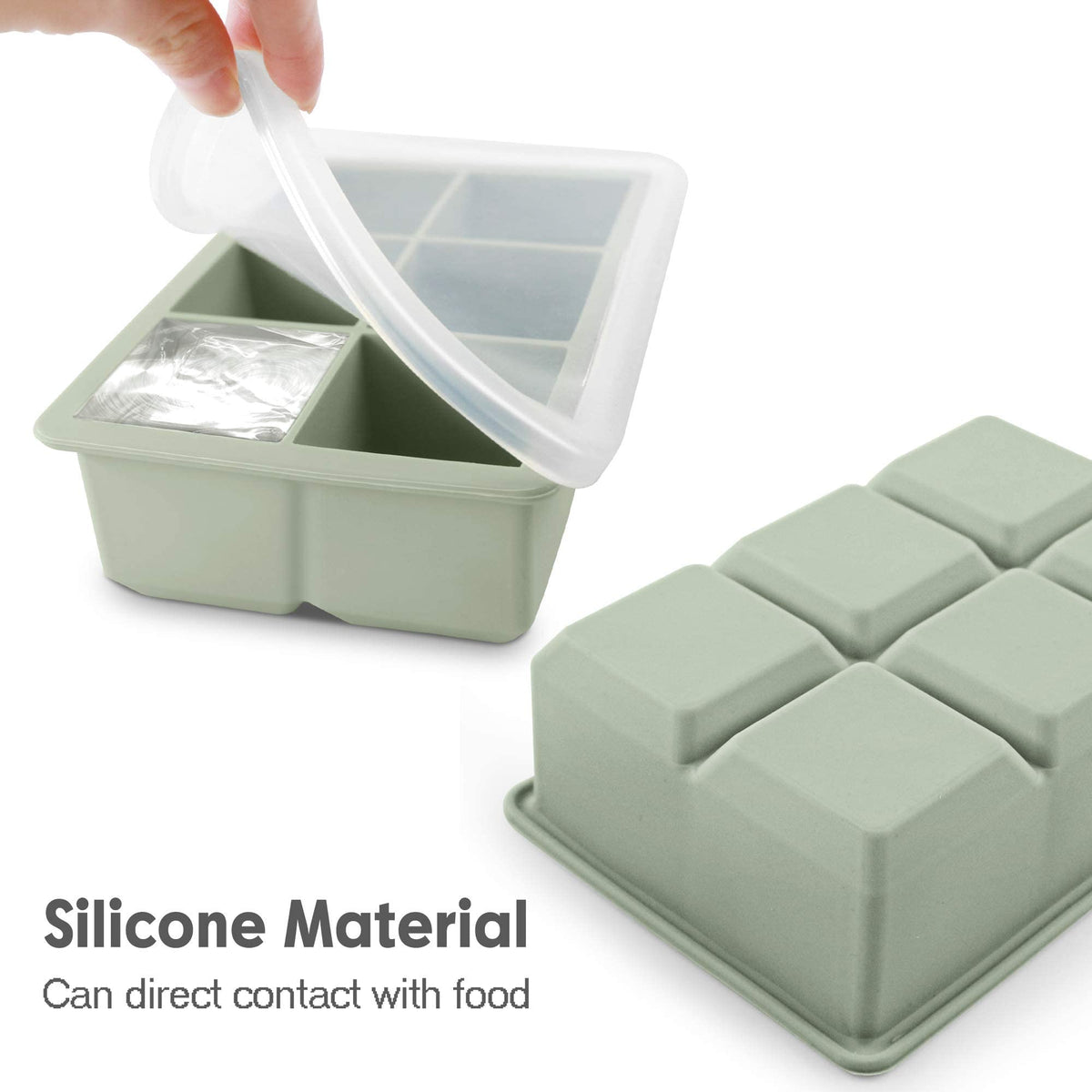 Excnorm silicone ice tray with removable lid showing organized freezer use.
