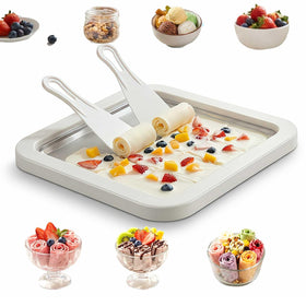 EXFOIL rolled ice cream tray with cold surface for homemade rolls.
