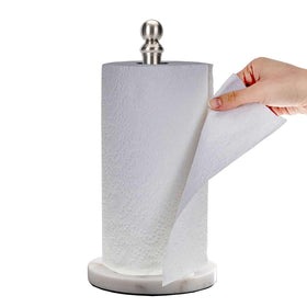 Exilon marble-base paper towel holder stays steady for one-handed tearing.