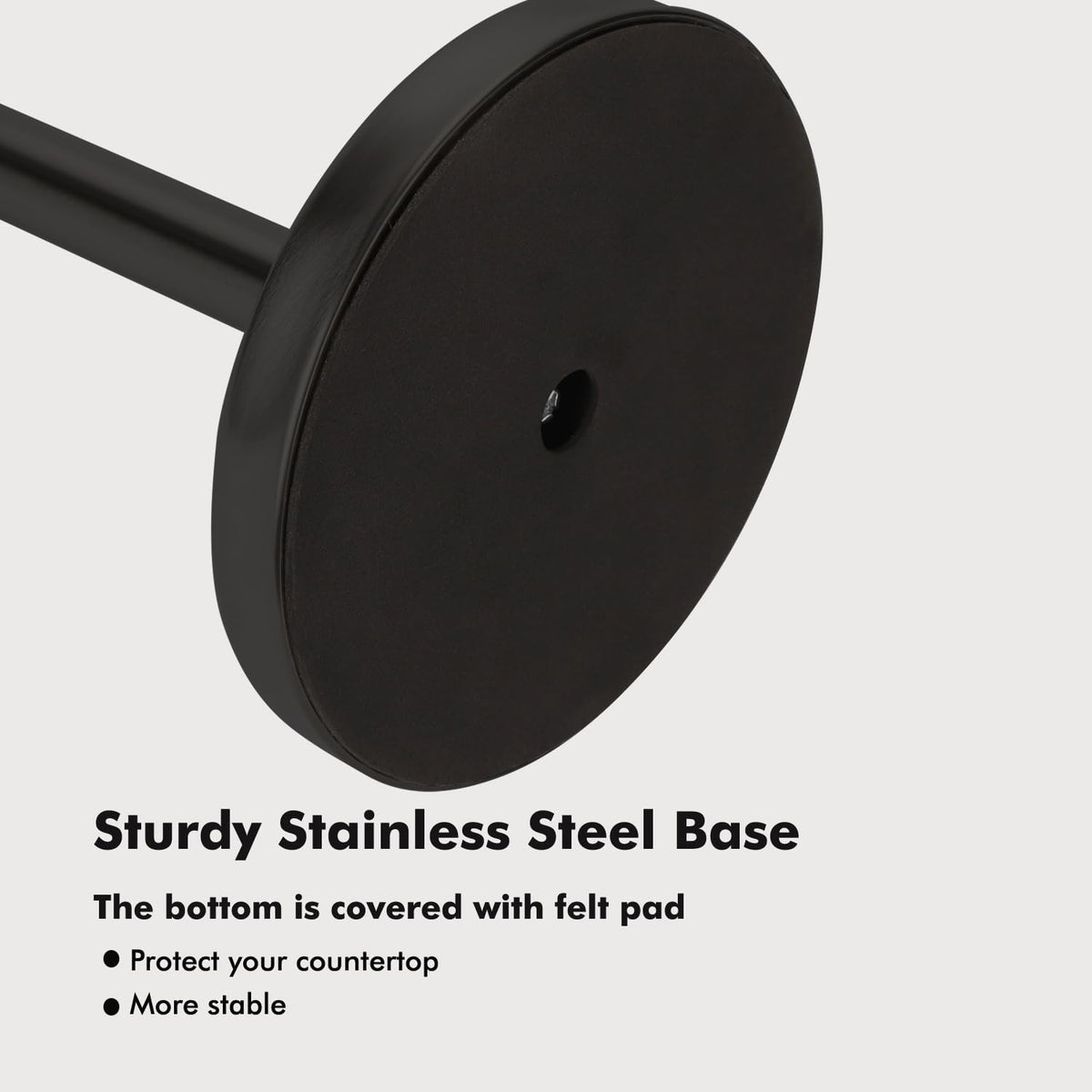 Top carrying knob simplifies moving the holder between rooms
