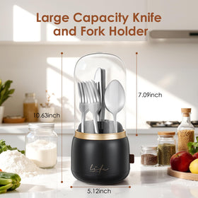 7-slot organizer neatly stores knives, forks, spoons and more.
