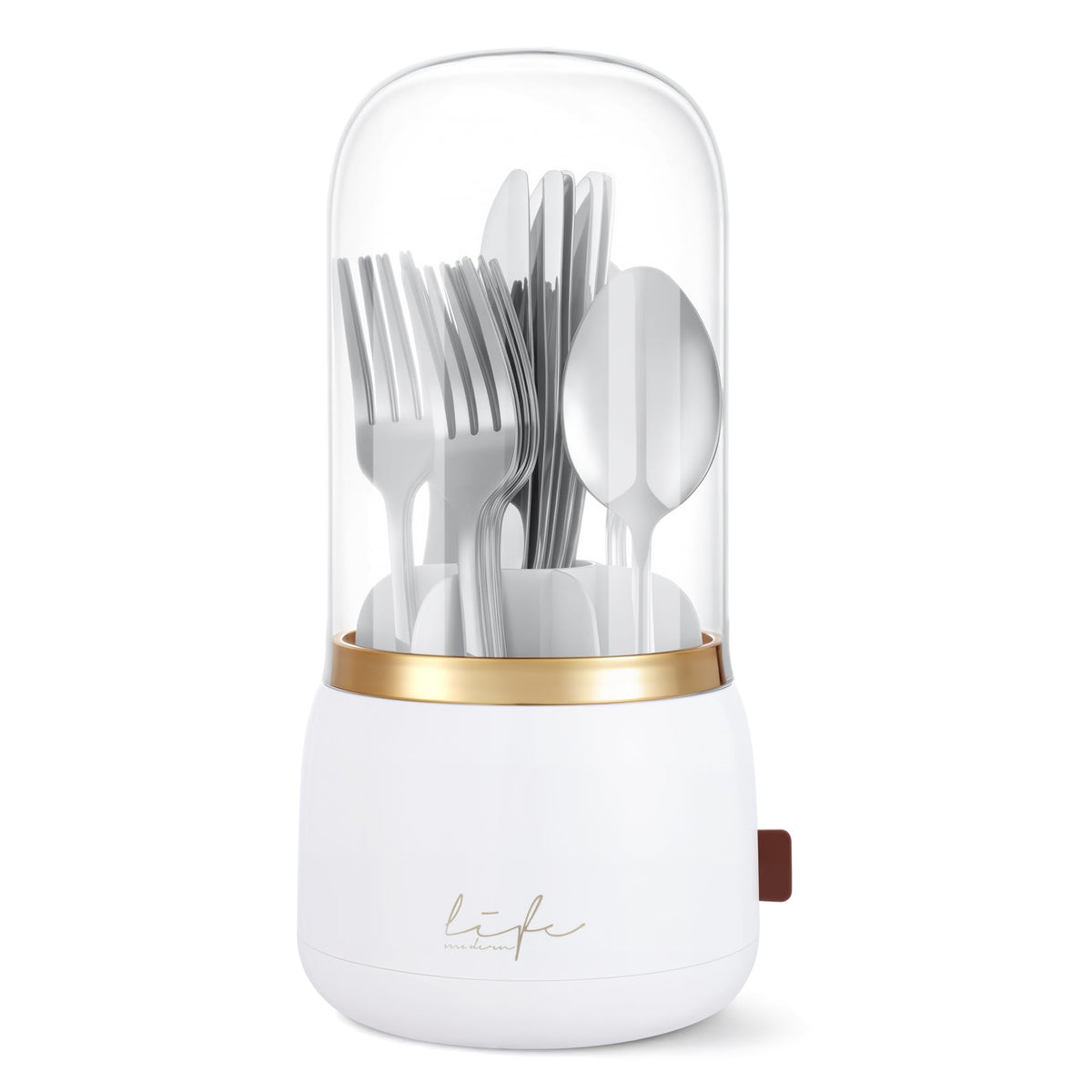 EXIN DECHEN 360 degree rotation silverware organizer viewed from above for easy access
