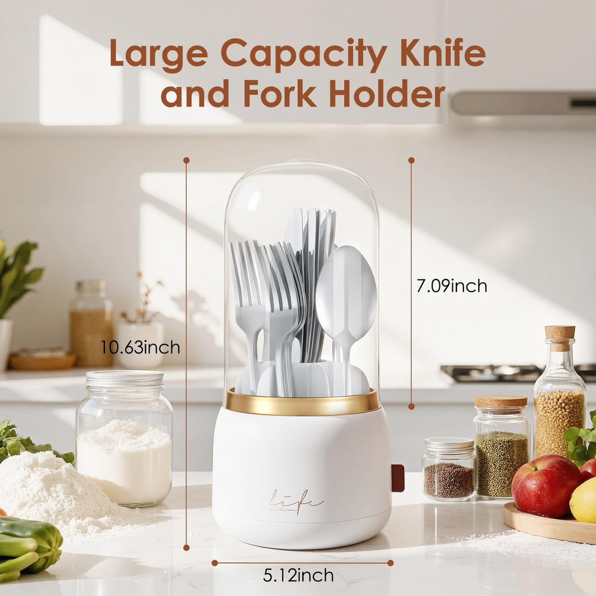 EXIN DECHEN 7-slot organizer neatly stores knives, forks, and spoons