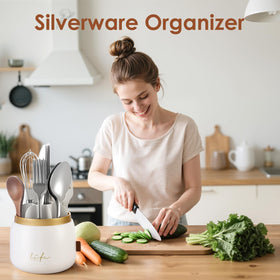 EXIN DECHEN silverware organizer with dust cover keeps utensils clean and ready