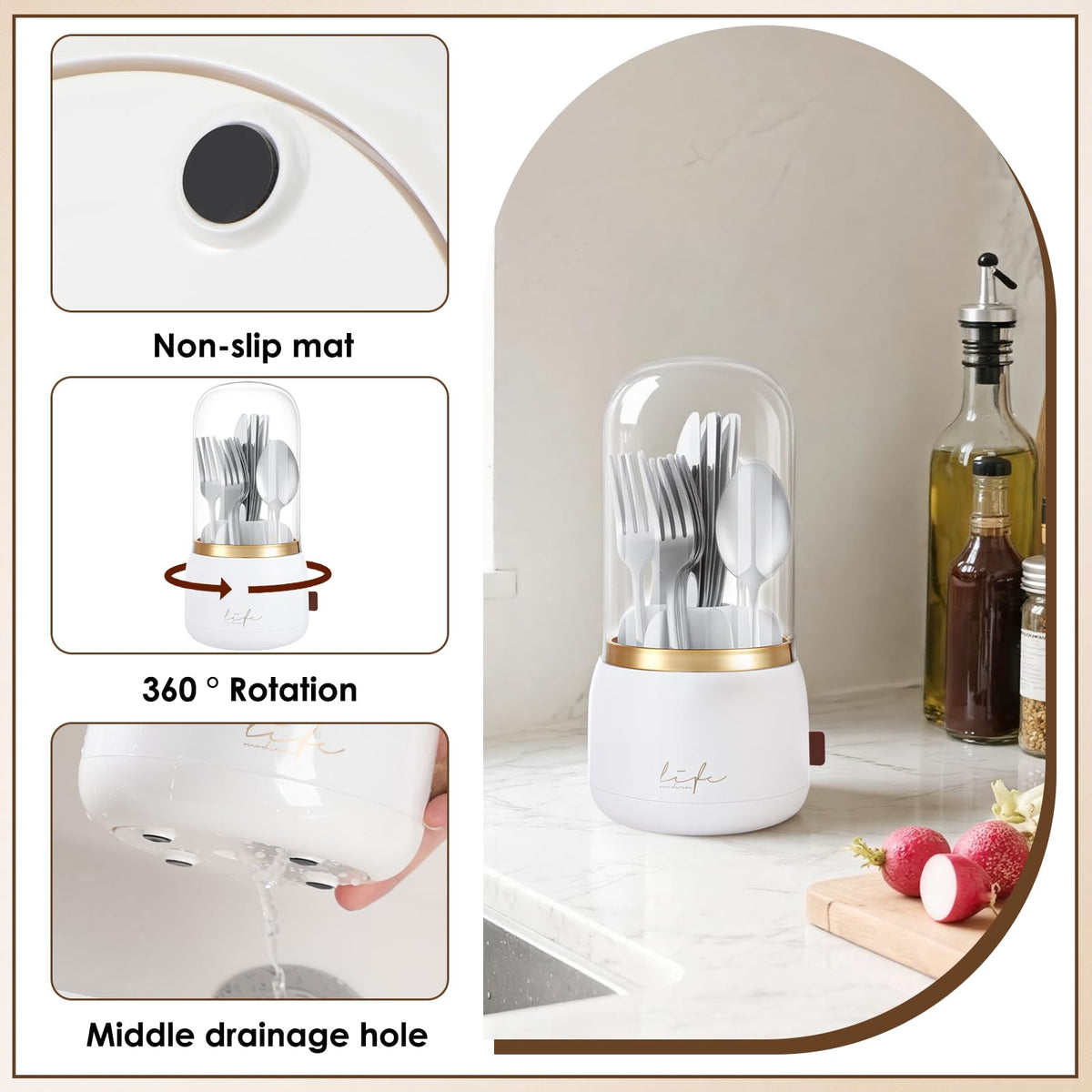 EXIN DECHEN utensils holder fits on counters and desks for versatile storage