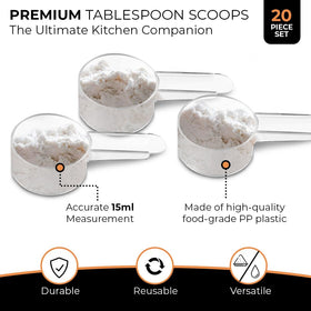 Existing Beauty 15ml capacity spoons shown in clear plastic for accurate seasoning portions.