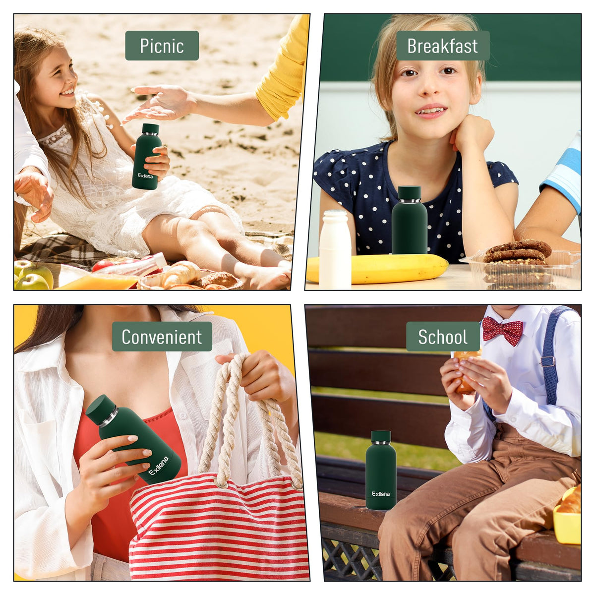 Exllena 12oz keeps beverages hot up to 12 hours.