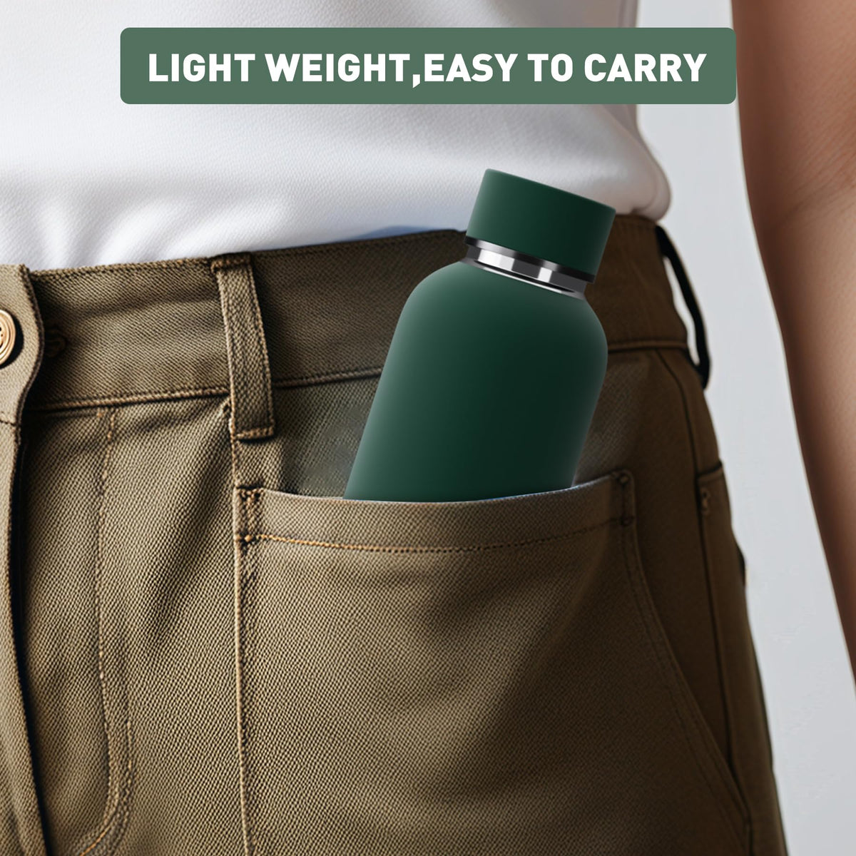 Exllena compact stainless bottle fits kids’ bags.