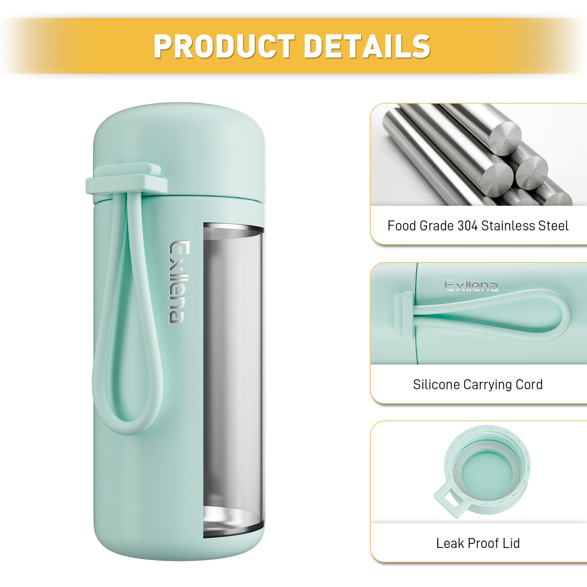Exllena 18/10 stainless steel body for durable daily use