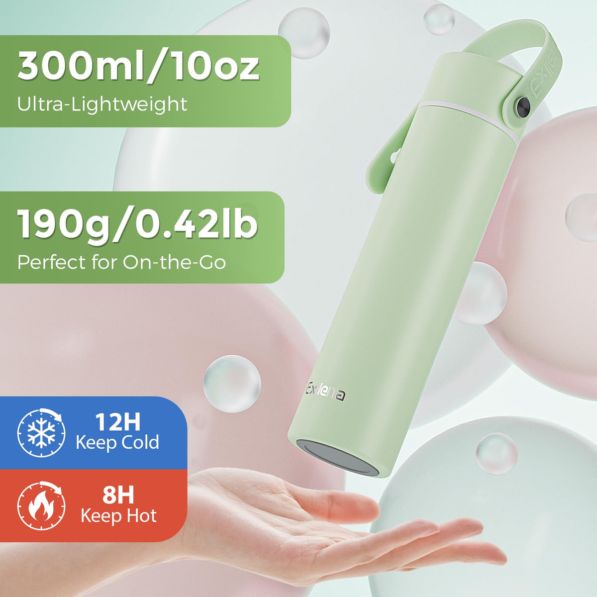 Exllena bottle shown in a lunchbox for compact packing.