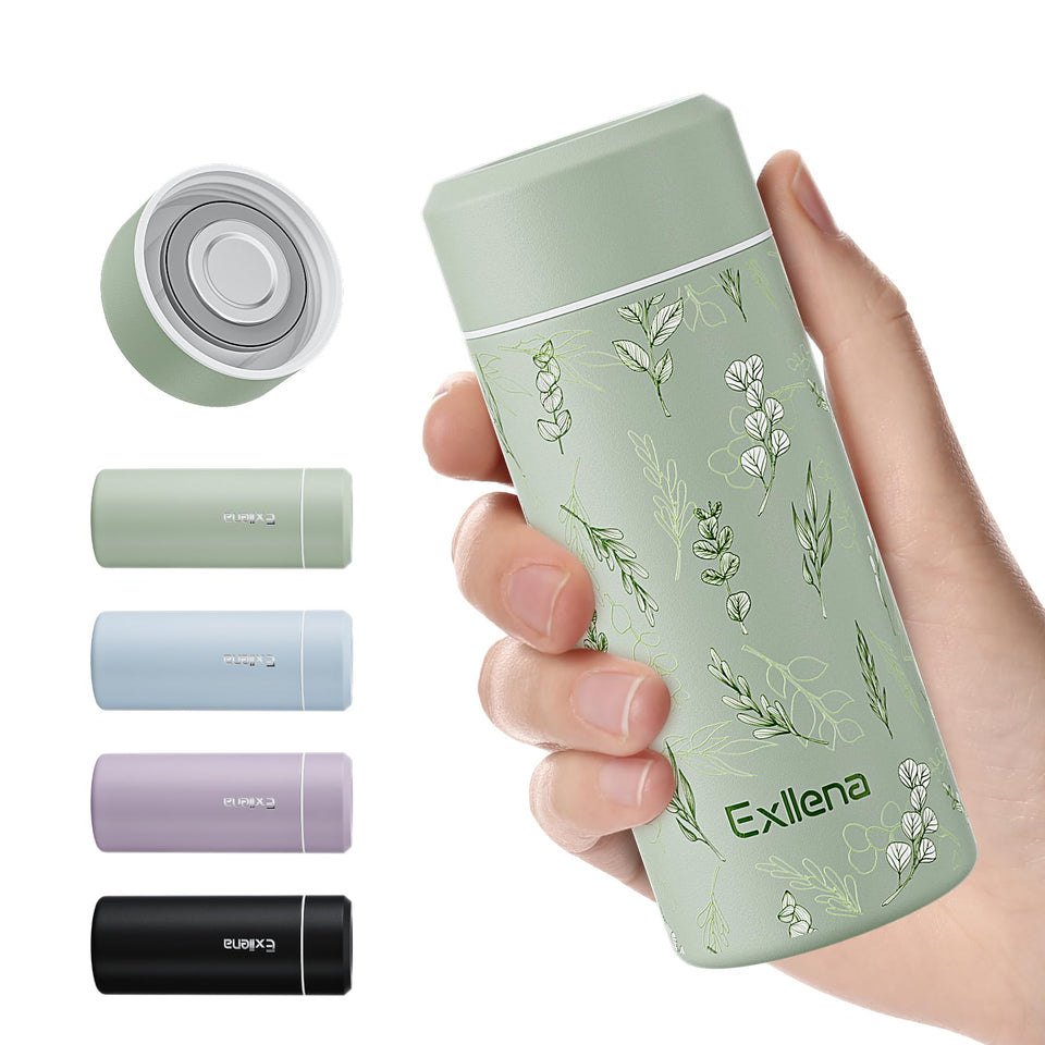 Exllena floral 8oz bottle body showing compact mini design for easy portability