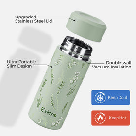 Exllena floral 8oz bottle seal demonstrating leak-proof performance in daily use