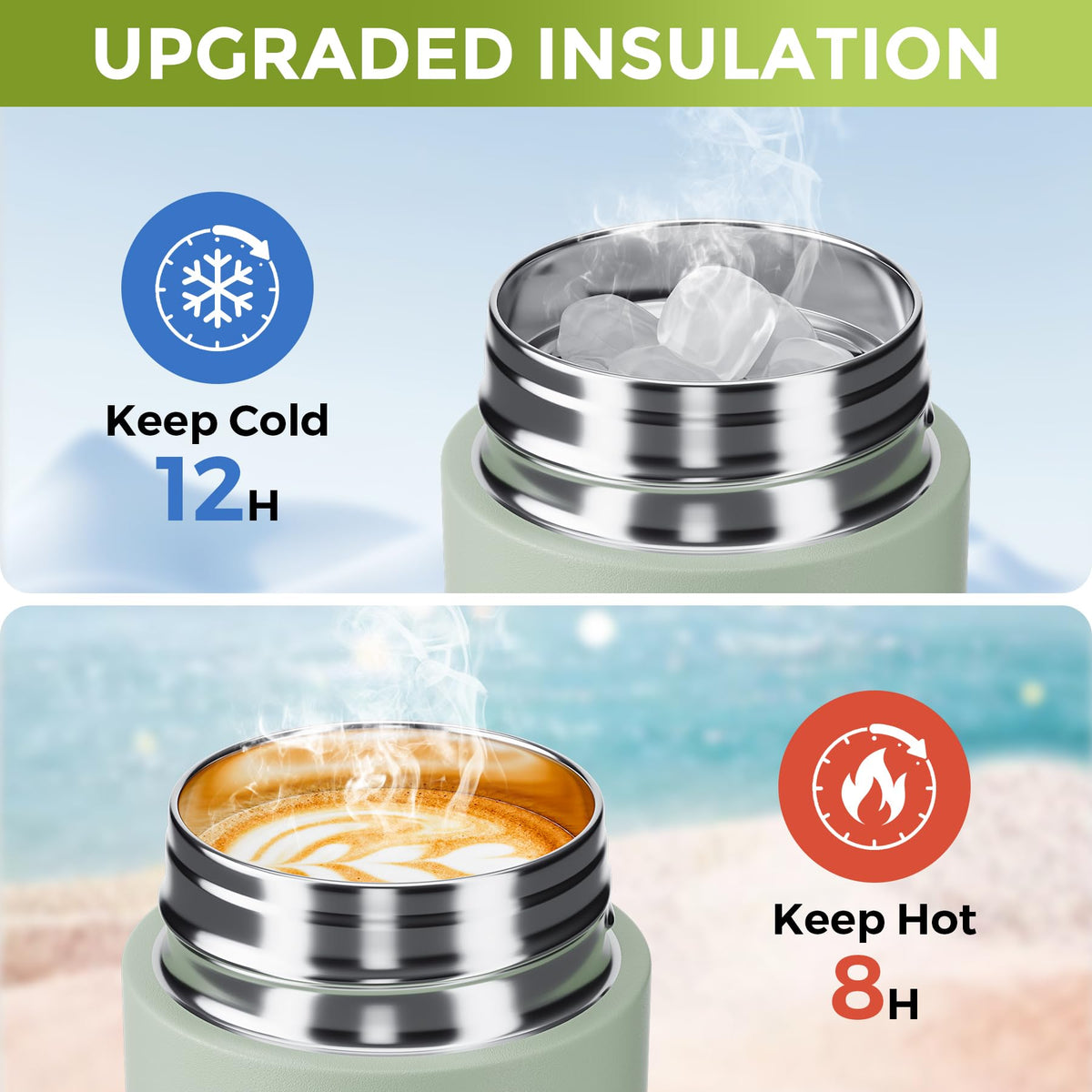 Exllena bottle preserves heat up to 12 hours and cold up to 12 hours.