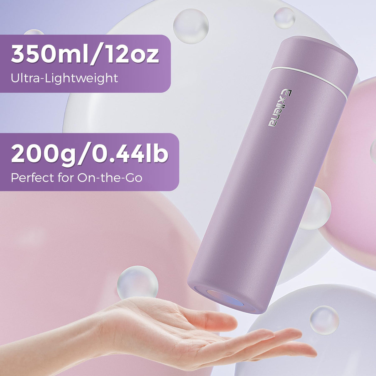 Exllena 12oz mini insulated bottle cap open, easy access for hot or cold drinks