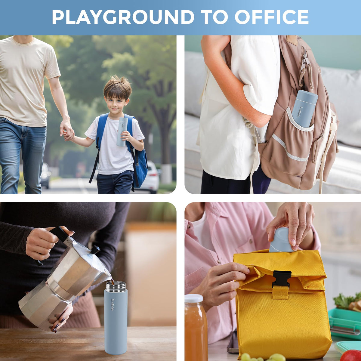 Glossy greyish blue Exllena bottle adds a modern touch.