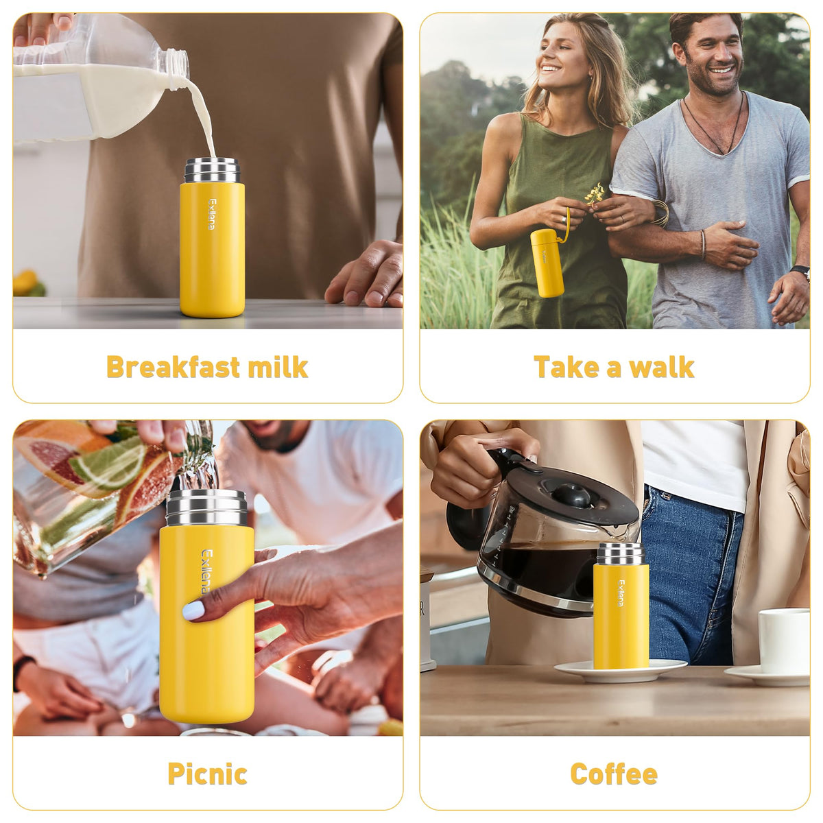 Exllena Mini Water Bottle fits in purses and backpacks.
