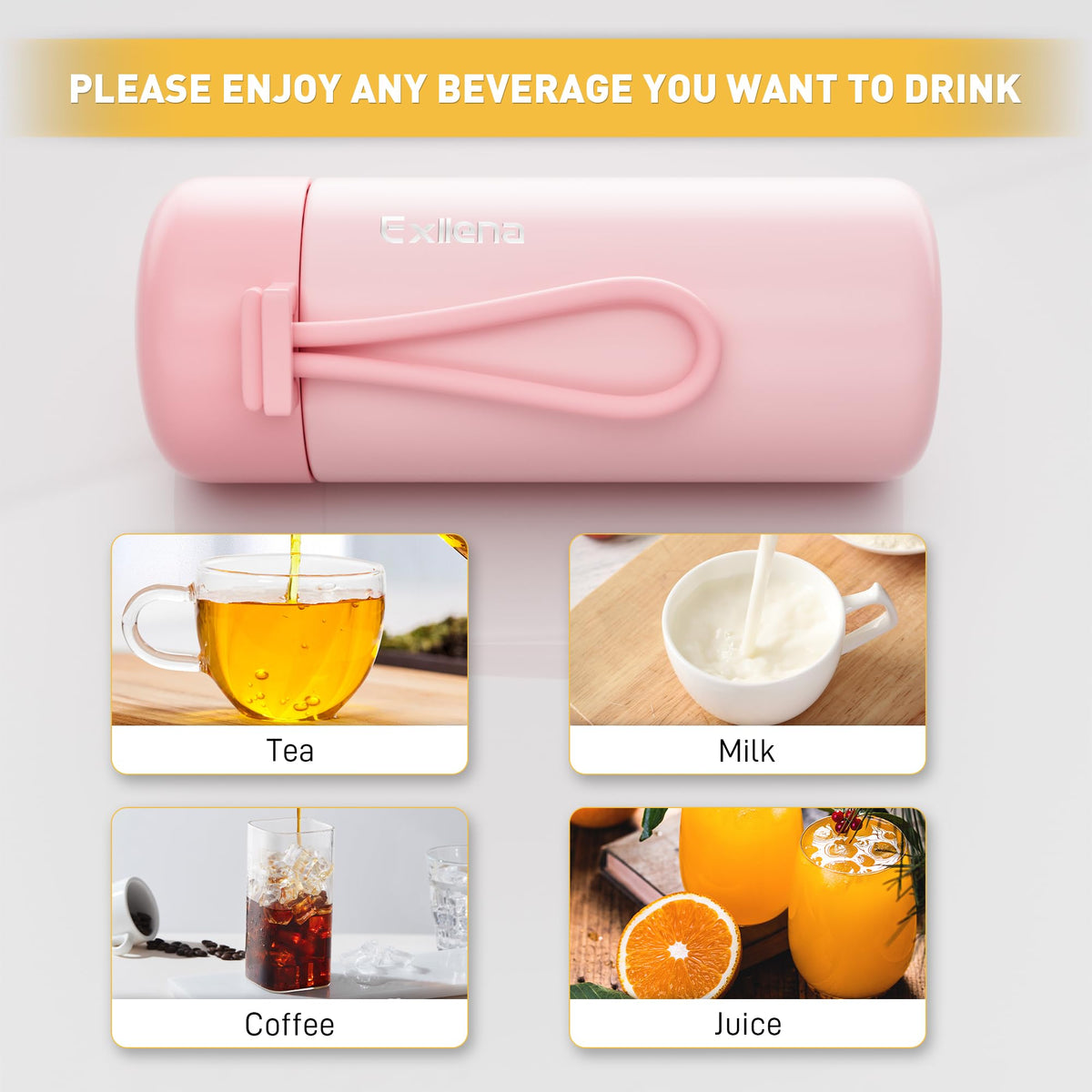 Exllena pocket-size bottle fits backpacks and purses for easy sipping.