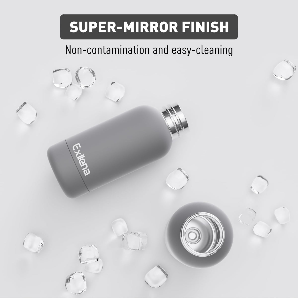 Exllena bottle with soft rubber coating for comfortable grip