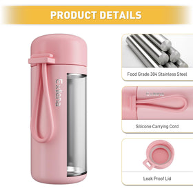 Exllena stainless steel mini bottle, 18-10 steel for durable everyday hydration.