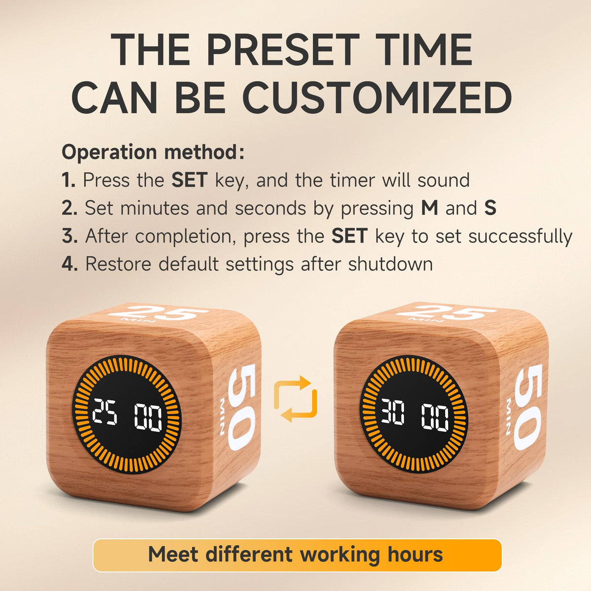 Exlliy desk cube timer suited for work, study, kitchen tasks