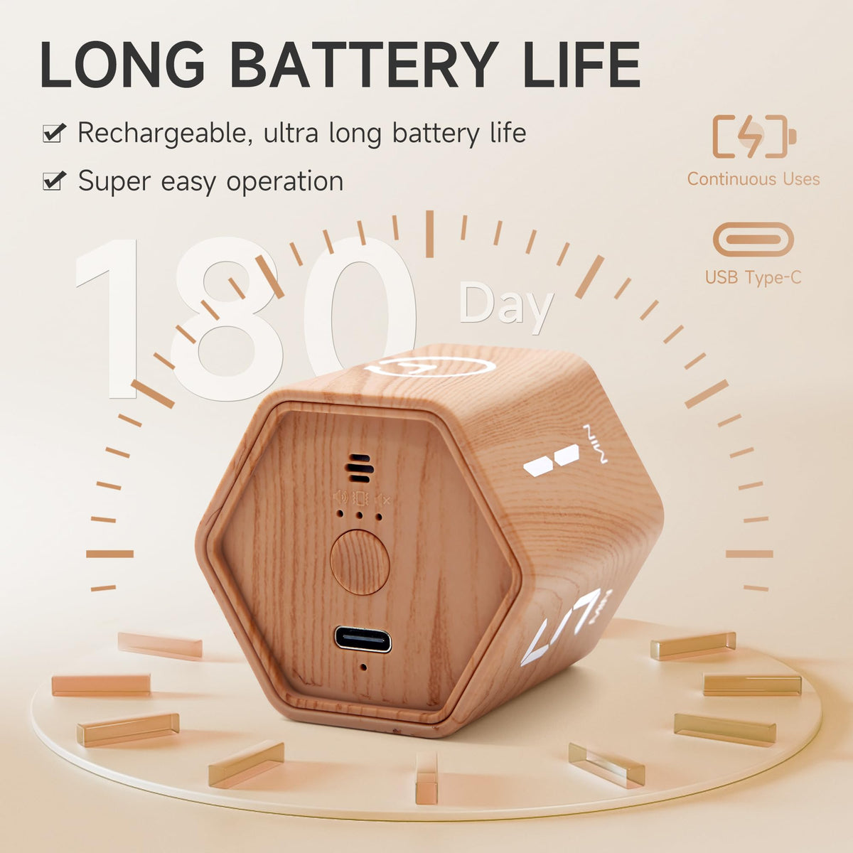 Exlliy Productivity Timer gravity-sensor rotation enables quick start and pause with a simple flip.