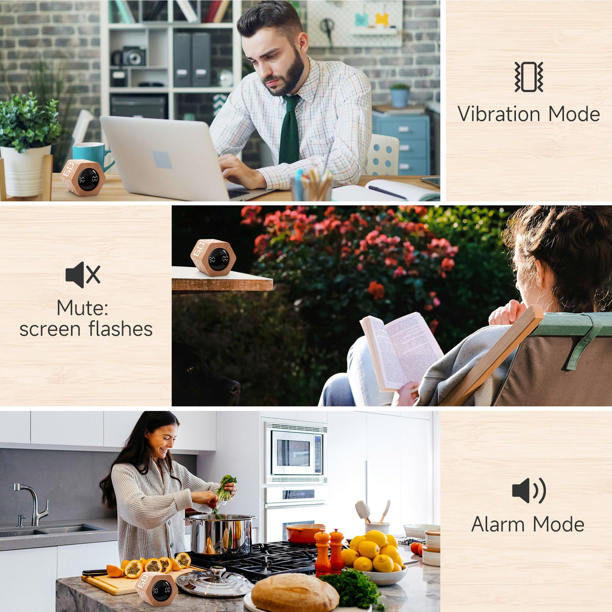 Exlliy Productivity Timer USB-C charging saves battery costs and reduces waste.