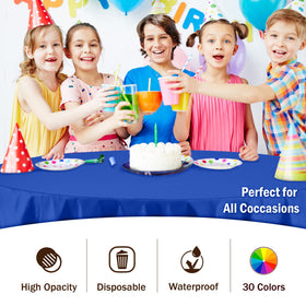 Exquisite packaging displays the 12-pack of round tablecloths for storage.