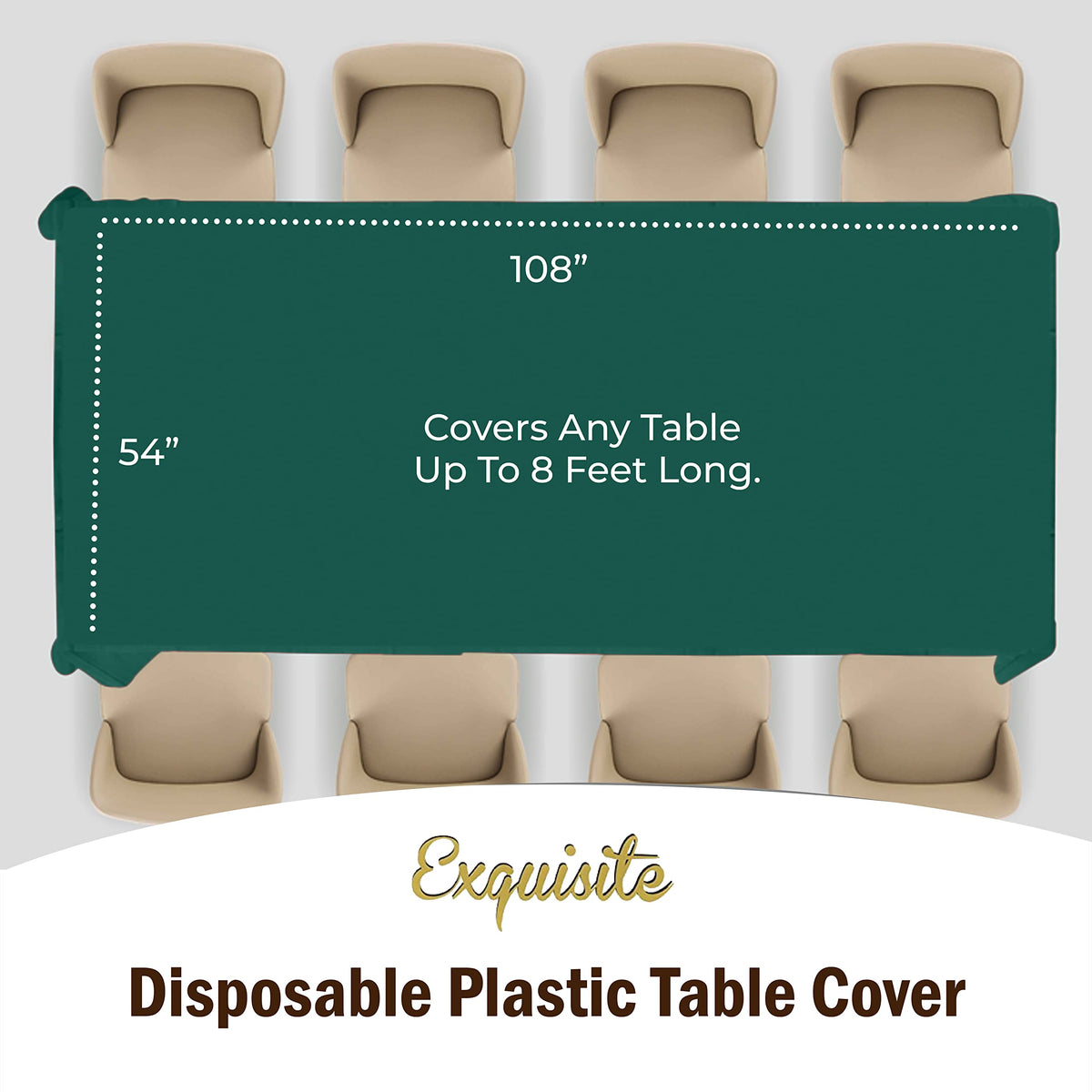Exquisite 12-pack tablecloth 54x108 unrolled and ready for use.