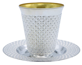 Exquisite 50 sets of disposable Kiddush cups and saucers, travel-friendly and break-resistant.