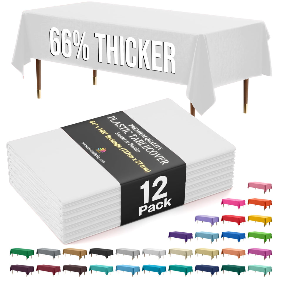 Exquisite 66% thicker 54x108 white tablecloth protects tables at events.