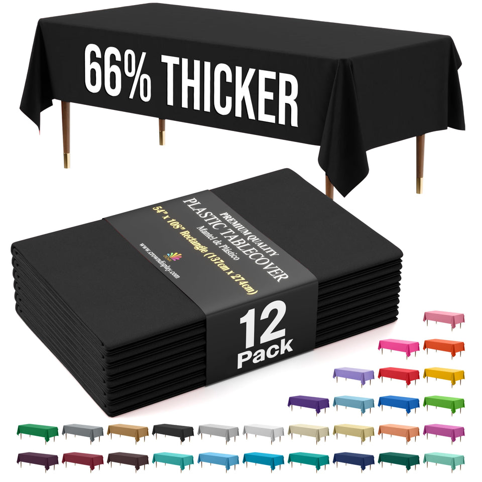Exquisite 66% thicker tablecloth pack front showing durable event coverage