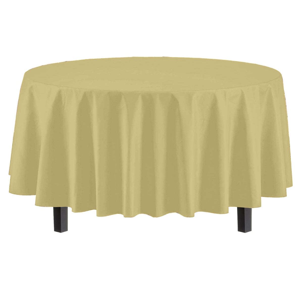 Close-up of Exquisite light yellow 84-inch round tablecloth material.