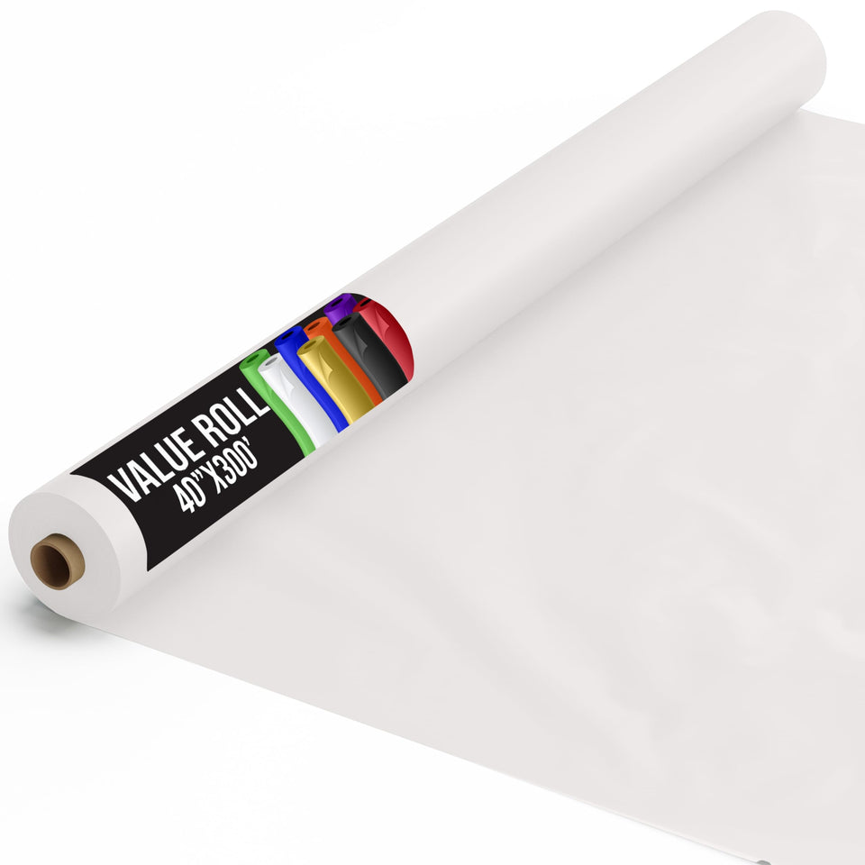 Exquisite Basic White Table Cover Roll unrolled on banquet table to protect from spills